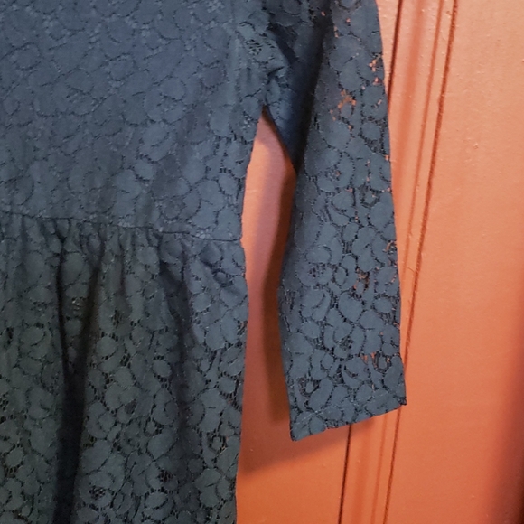 H & M Long Sleeve Navy Blue Lace Dress Size 4-6 Y - Picture 4 of 13
